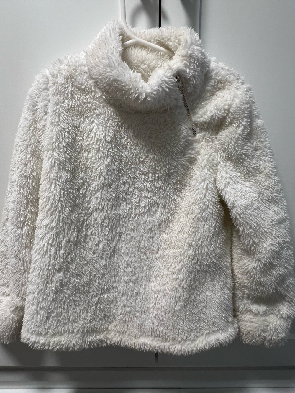 Rachel Zoe Cream Sherpa Zip-Accent Kids Pullover